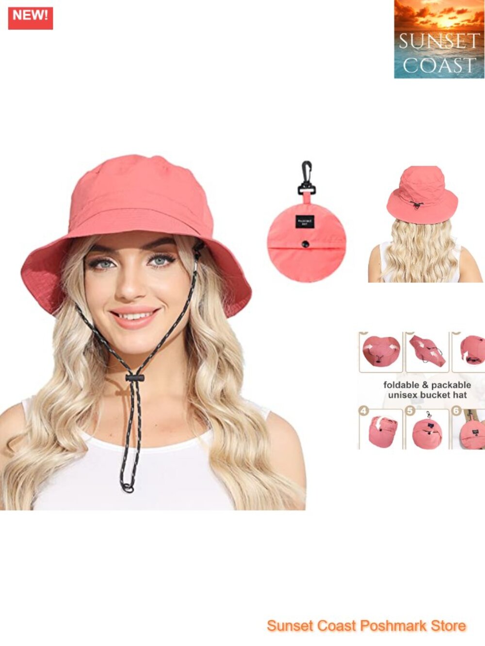 Packable Waterproof Sun Bucket Hat for Women UV Protection Adjustable